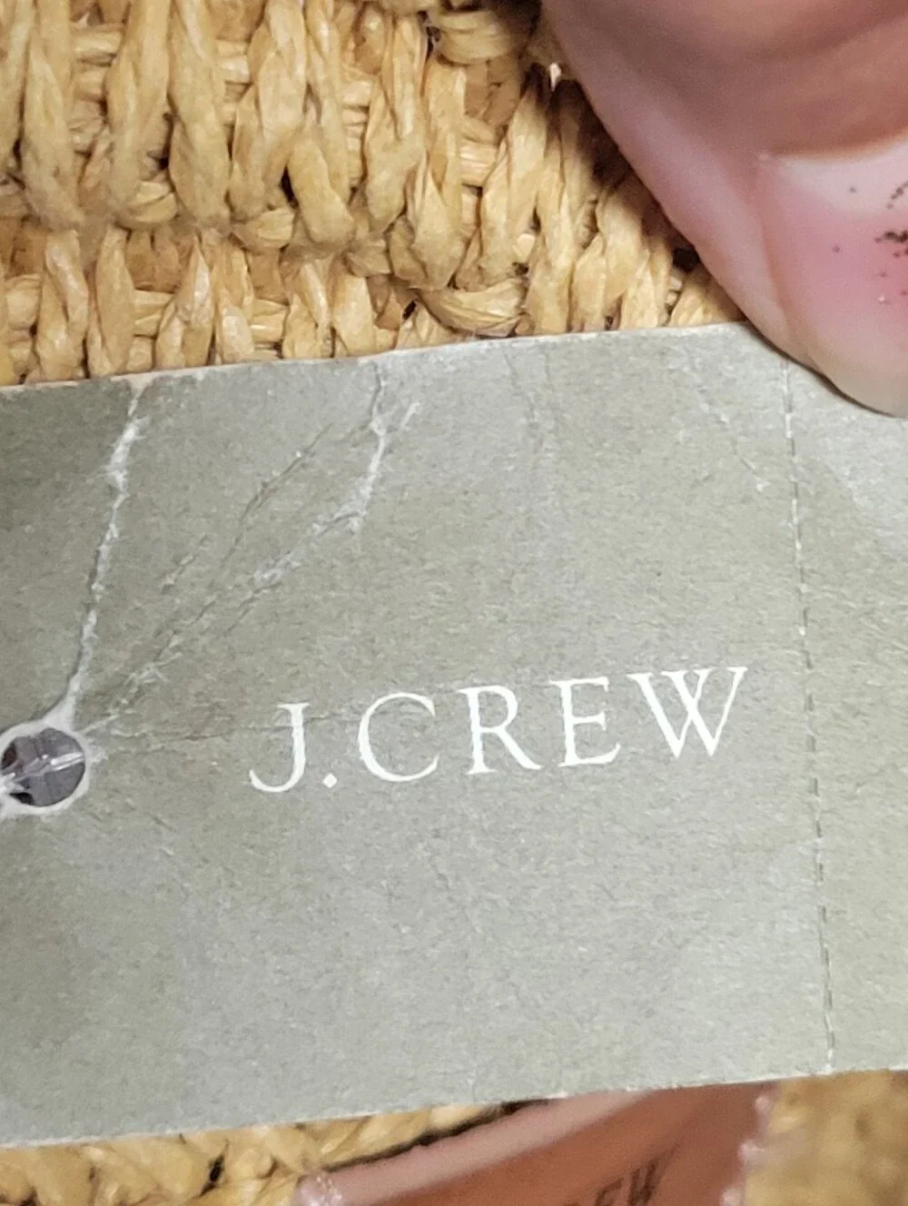 J.Crew NWT  Straw Market Tote Bag with Brown Leather Handles.